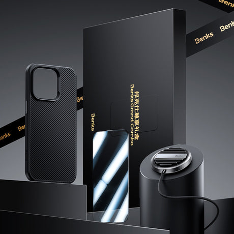 iPhone 14 Pro Benks Grand Combo MFM01 3in1 Aksesuar Seti Kılıf-Ekran Koruyucu-Wireless Şarj Aleti