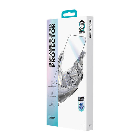 iPhone 14 Pro Max / 15 Plus / 16 Plus uyumlu Benks Glass Warrior Safir Coating 0.3mm Cam Ekran Koruyucu + Kolay Uygulama Aparatı