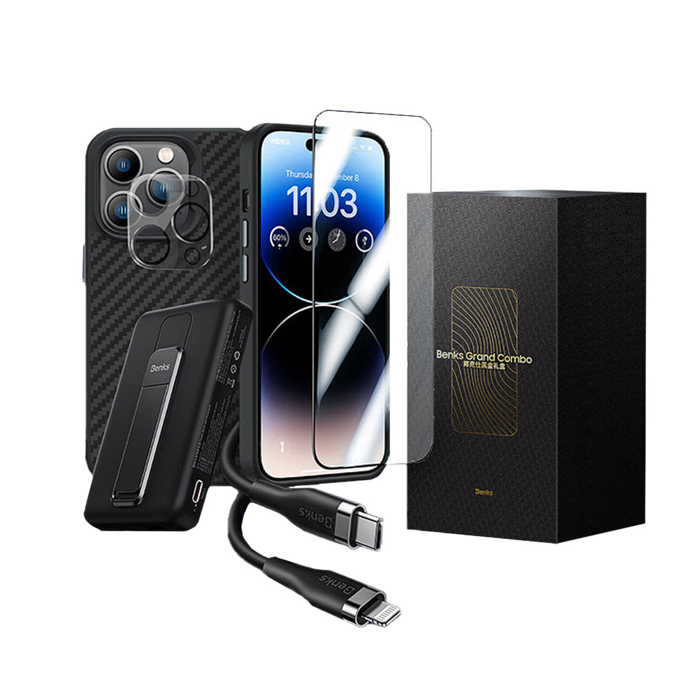 iPhone 14 Pro Max Benks Grand Combo New 5in1 Aksesuar Seti Kılıf