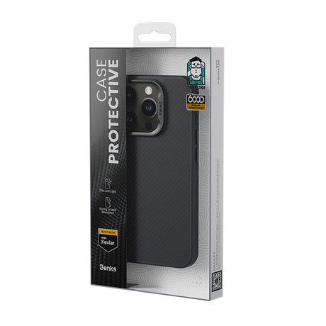 iPhone 14 Pro Max Kılıf Karbon Fiber Magsafe Şarj Özellikli Benks Hybrid ArmorPro 600D Kevlar Kapak