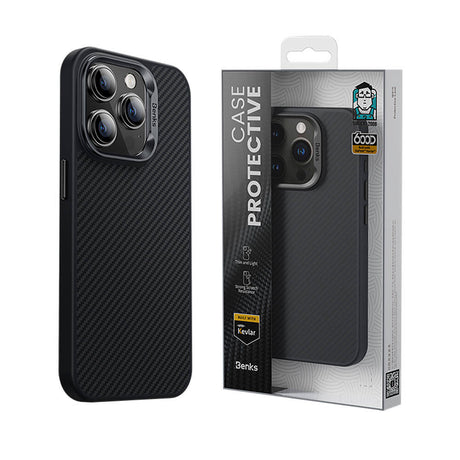 iPhone 14 Pro Max Kılıf Karbon Fiber Magsafe Şarj Özellikli Benks Hybrid ArmorPro 600D Kevlar Kapak