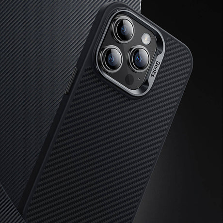 iPhone 14 Pro Max Kılıf Karbon Fiber Magsafe Şarj Özellikli Benks Hybrid ArmorPro 600D Kevlar Kapak