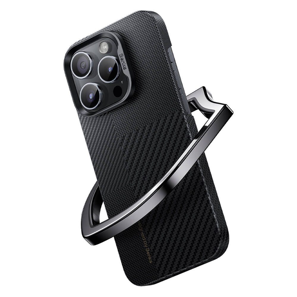iPhone 14 Pro Max Kılıf Magsafe Şarj Özellikli Karbon Fiber Benks Montage ArmorAir Kevlar Kapak