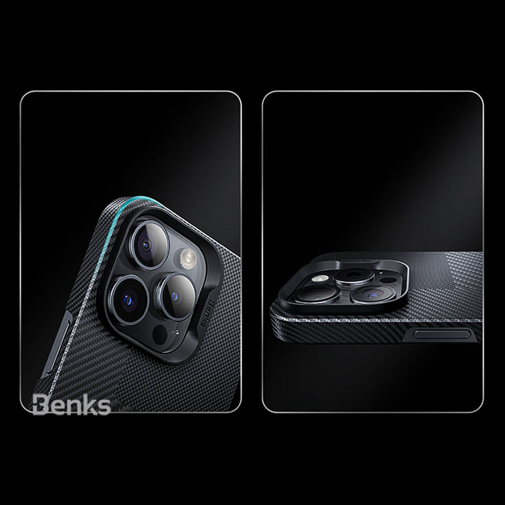 iPhone 14 Pro Max Kılıf Magsafe Şarj Özellikli Karbon Fiber Benks Montage ArmorAir Kevlar Kapak