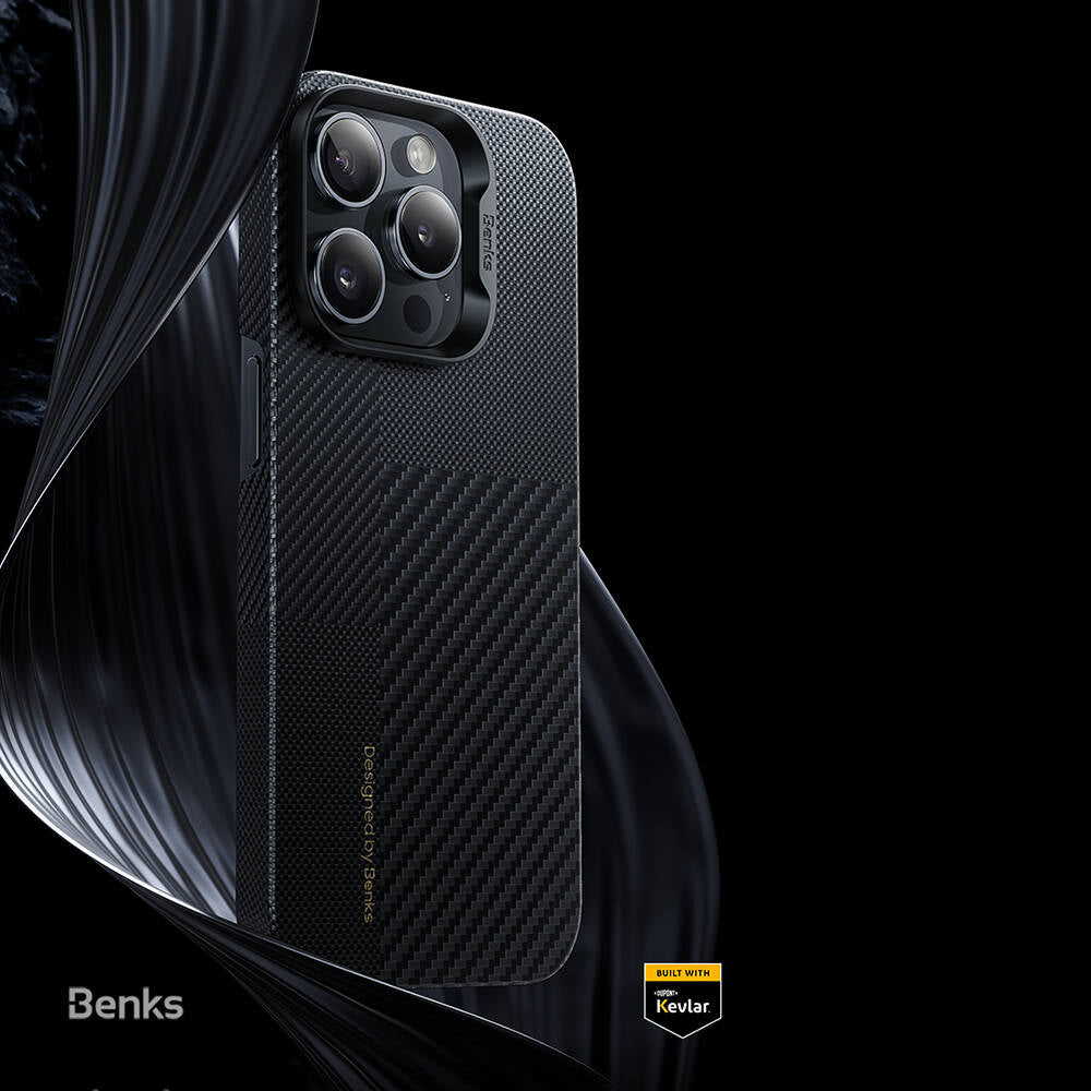 iPhone 14 Pro Max Kılıf Magsafe Şarj Özellikli Karbon Fiber Benks Montage ArmorAir Kevlar Kapak