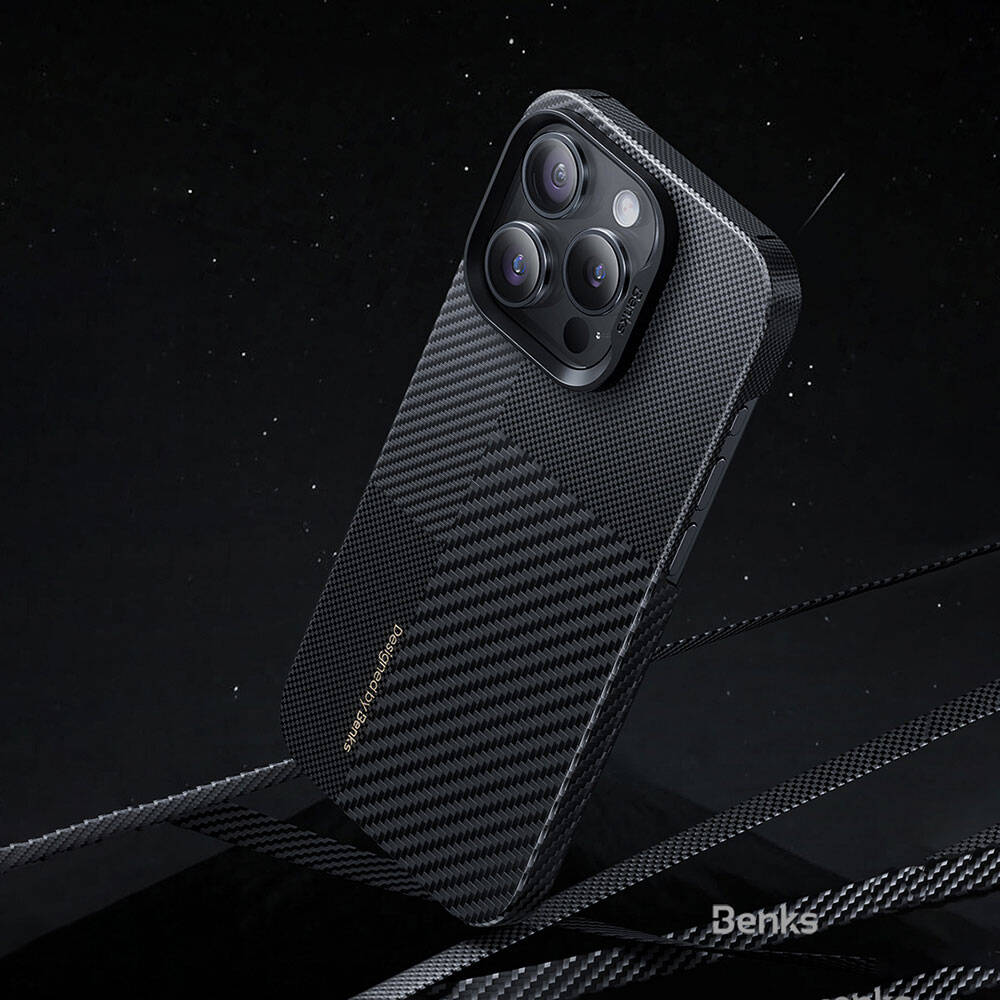 iPhone 14 Pro Max Kılıf Magsafe Şarj Özellikli Karbon Fiber Benks Montage ArmorAir Kevlar Kapak