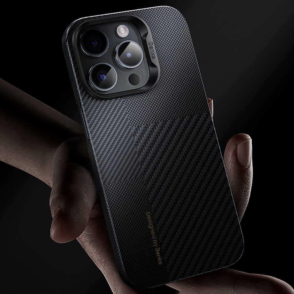 iPhone 14 Pro Max Kılıf Magsafe Şarj Özellikli Karbon Fiber Benks Montage ArmorAir Kevlar Kapak