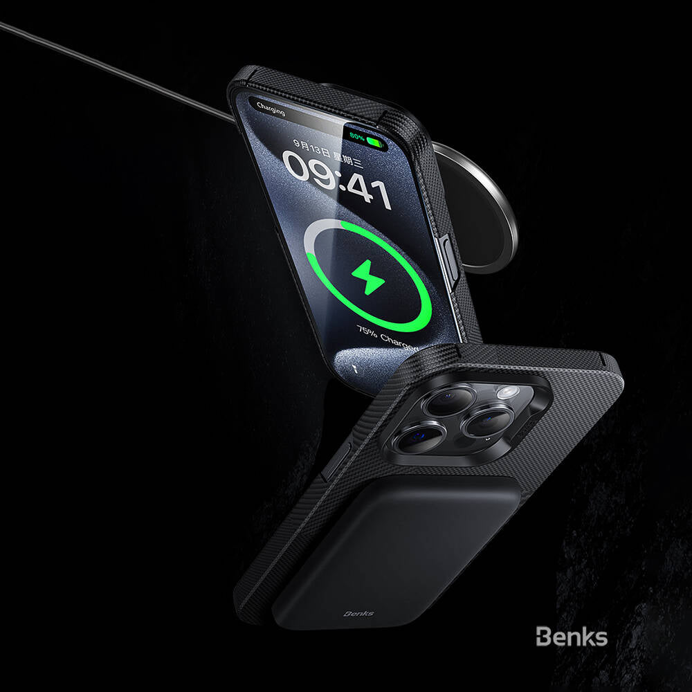 iPhone 14 Pro Max Kılıf Magsafe Şarj Özellikli Karbon Fiber Benks Montage ArmorAir Kevlar Kapak