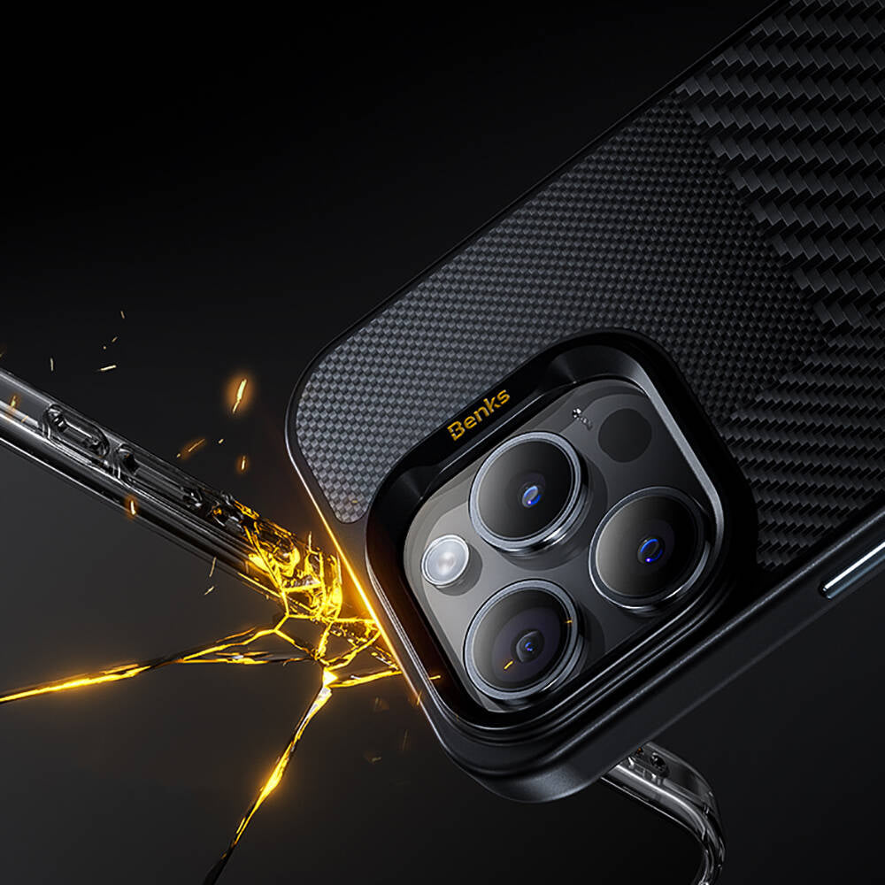 iPhone 14 Pro Max Kılıf Magsafe Şarj Özellikli Karbon Fiber Benks Montage ArmorPro Kevlar Kapak