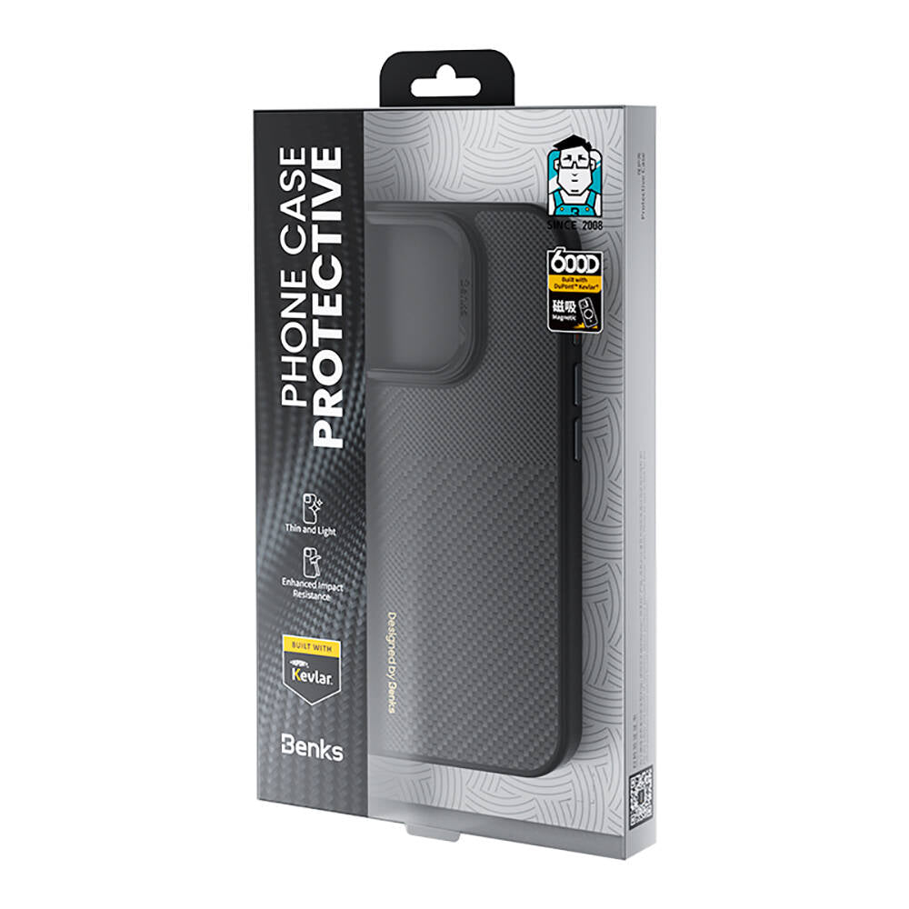 iPhone 14 Pro Max Kılıf Magsafe Şarj Özellikli Karbon Fiber Benks Montage ArmorPro Kevlar Kapak