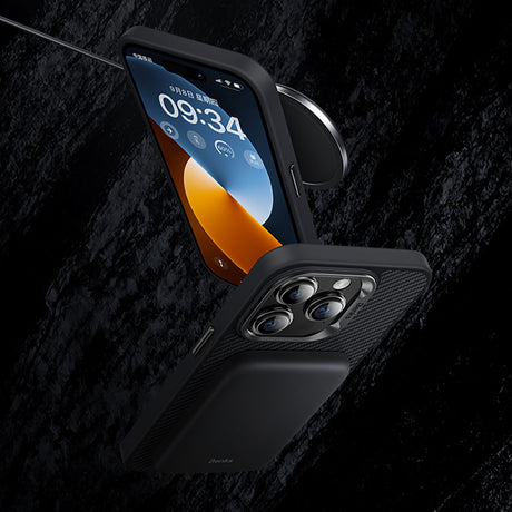 iPhone 15 Pro Kılıf Karbon Fiber Magsafe Şarj Özellikli Benks Hybrid ArmorPro 600D Kevlar Kapak