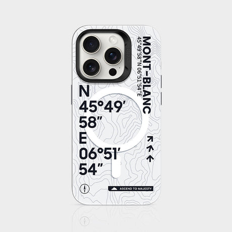 iPhone 15 Pro Kılıf Magsafe Şarj Özellikli Koordinat Yazı Desenli Benks Summit Serisi Kapak