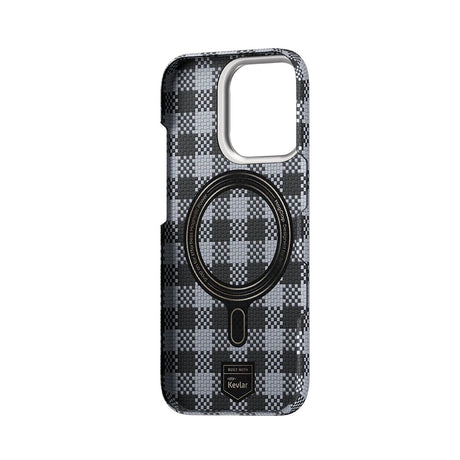 iPhone 15 Pro Max Kılıf M-safe Şarj Özellikli Ekose Tasarımlı Benks ArmorVichy Kevlar Kapak