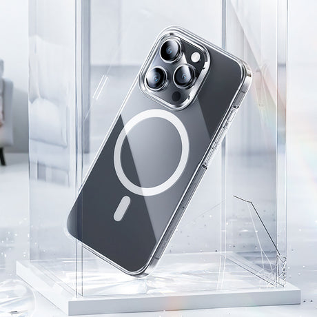 iPhone 15 Pro Max Kılıf Magsafe Şarj Özellikli Benks Crystal Serisi Şeffaf Kapak