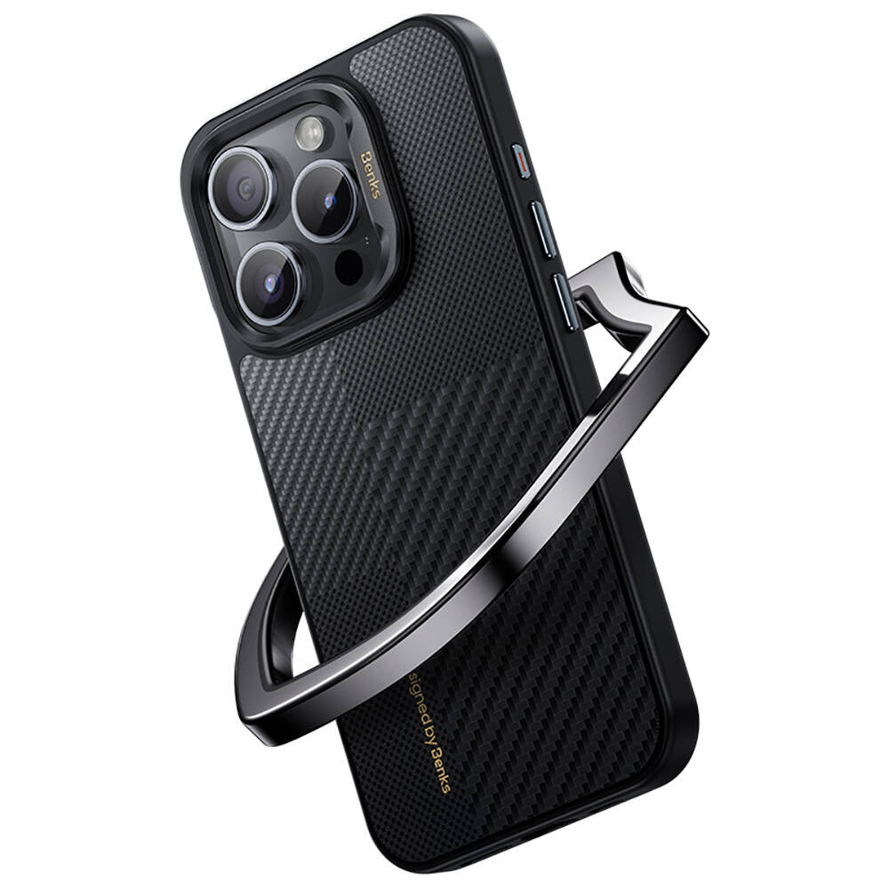 iPhone 15 Pro Max Kılıf Magsafe Şarj Özellikli Karbon Fiber Benks Montage ArmorPro Kevlar Kapak