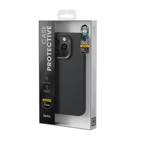 iPhone 16 Kılıf Karbon Fiber Magsafe Şarj Özellikli Benks Hybrid ArmorPro 600D Kevlar Kapak