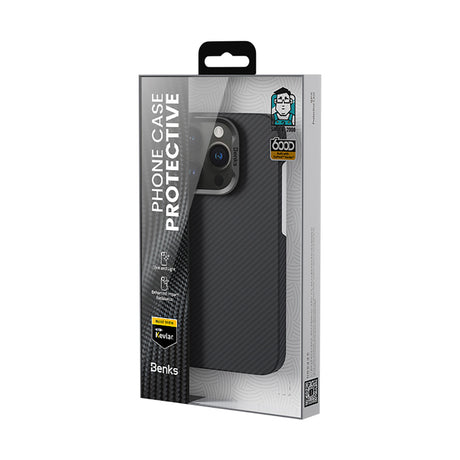 iPhone 16 Pro Kılıf Benks M-safe Şarj Özellikli Metal Kamera Çerçeveli Magnetik ArmorAir 600D Kevlar Fiber Kapak