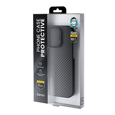 iPhone 16 Pro Kılıf M-safe Şarj Özellikli Karbon Fiber Metal Kamera Çerçeveli Benks Montage ArmorAir Kevlar Kapak