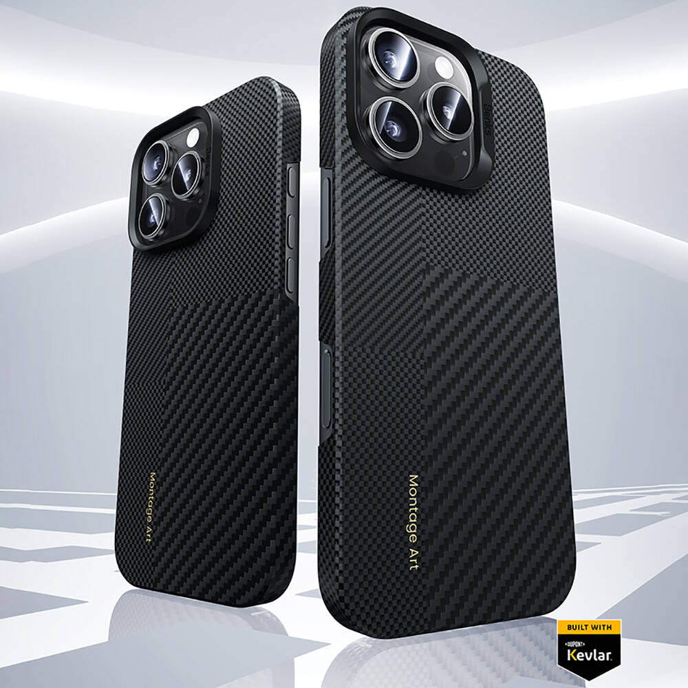 iPhone 16 Pro Kılıf Magsafe Şarj Özellikli Karbon Fiber Benks Montage ArmorAir Kevlar Kapak