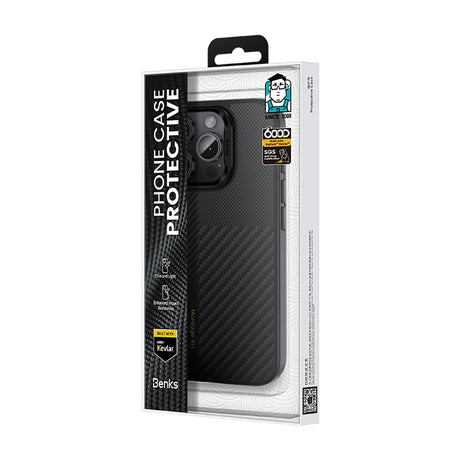 iPhone 16 Pro Max Kılıf Karbon Fiber M-safe Şarj Özellikli Kamera Kontrol Butonlu Benks Hybrid ArmorPro Montage Kevlar Kapak