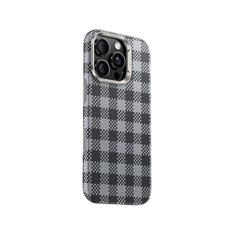 iPhone 16 Pro Max Kılıf M-safe Şarj Özellikli Ekose Tasarımlı Benks ArmorVichy Kevlar Kapak