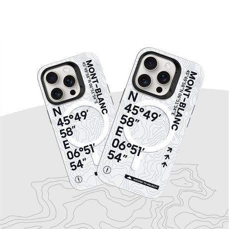iPhone 16 Pro Max Kılıf Magsafe Şarj Özellikli Koordinat Yazı Desenli Benks Summit Serisi Kapak