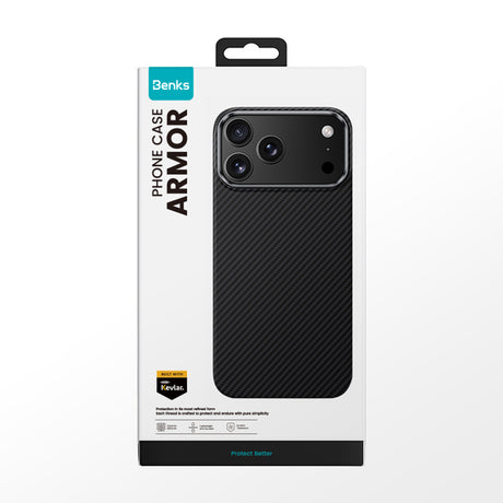iPhone 17 Pro Kılıf Benks M-safe Şarj Özellikli Metal Kamera Çerçeveli Magnetik ArmorAir 600D Kevlar Fiber Kapak