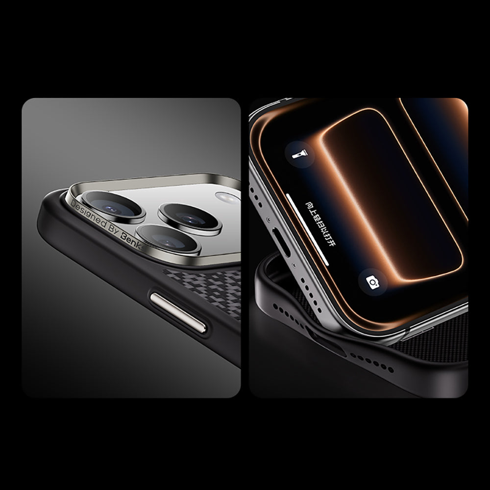 iPhone 17 Pro Kılıf M-Safe Şarj Özellikli Benks ArmorPro ArmorGrid Serisi Kevlar Kapak