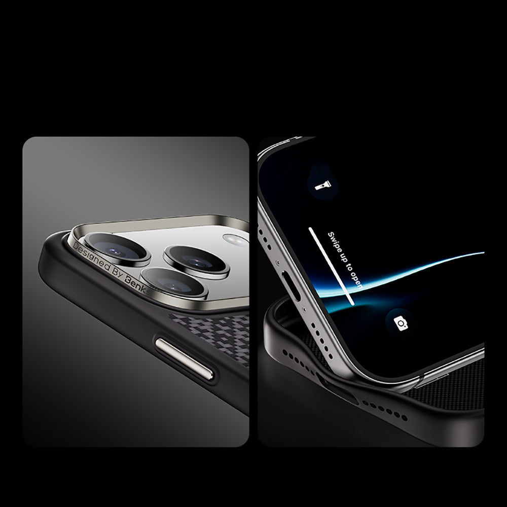 Apple iPhone 17 Pro Max Kılıf M-Safe Şarj Özellikli Benks ArmorPro ArmorGrid Serisi Kevlar Kapak