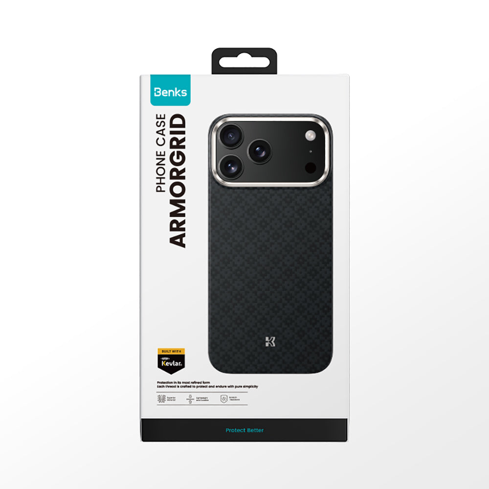 Apple iPhone 17 Pro Max Kılıf M-Safe Şarj Özellikli Benks ArmorPro ArmorGrid Serisi Kevlar Kapak