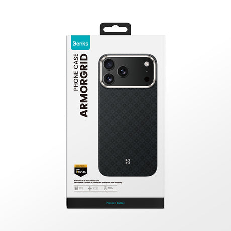iPhone 17 Pro Max Kılıf M-Safe Şarj Özellikli Benks ArmorPro ArmorGrid Serisi Kevlar Kapak