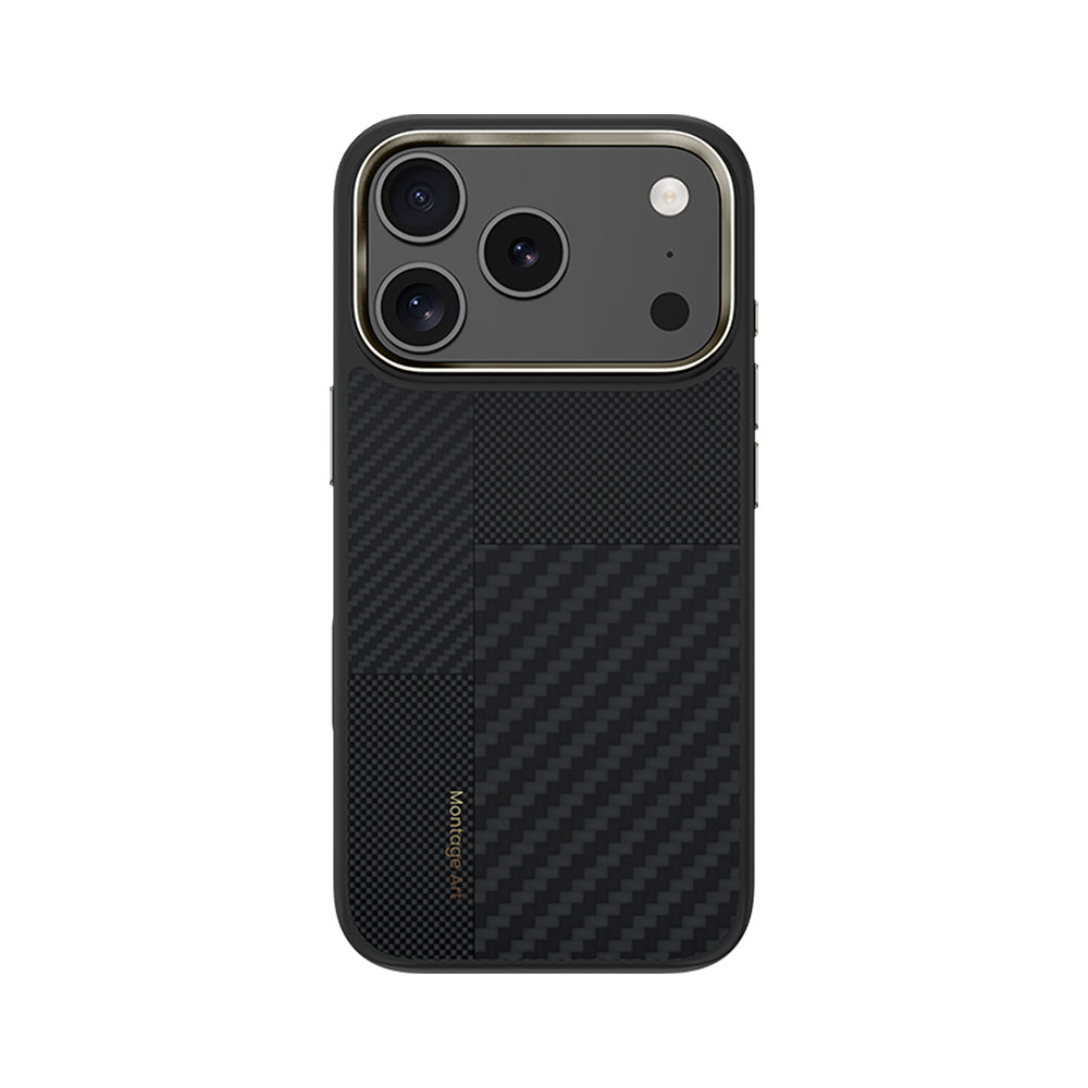 iPhone 17 Pro Max Kılıf M-safe Şarj Özellikli Karbon Fiber Benks Montage Hybrid ArmorPro Kevlar Kapak