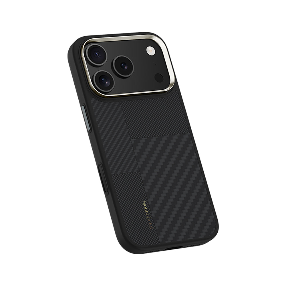 iPhone 17 Pro Max Kılıf M-safe Şarj Özellikli Karbon Fiber Benks Montage Hybrid ArmorPro Kevlar Kapak