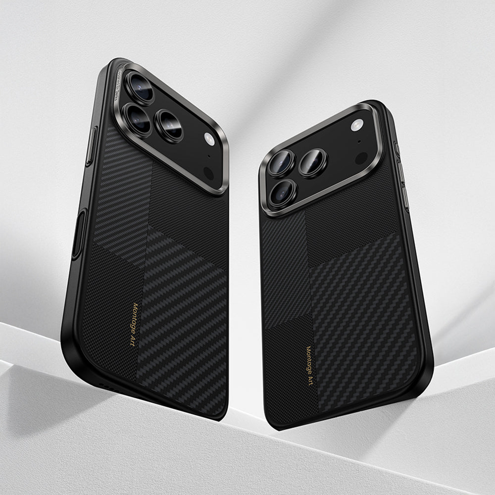 iPhone 17 Pro Max Kılıf M-safe Şarj Özellikli Karbon Fiber Benks Montage Hybrid ArmorPro Kevlar Kapak
