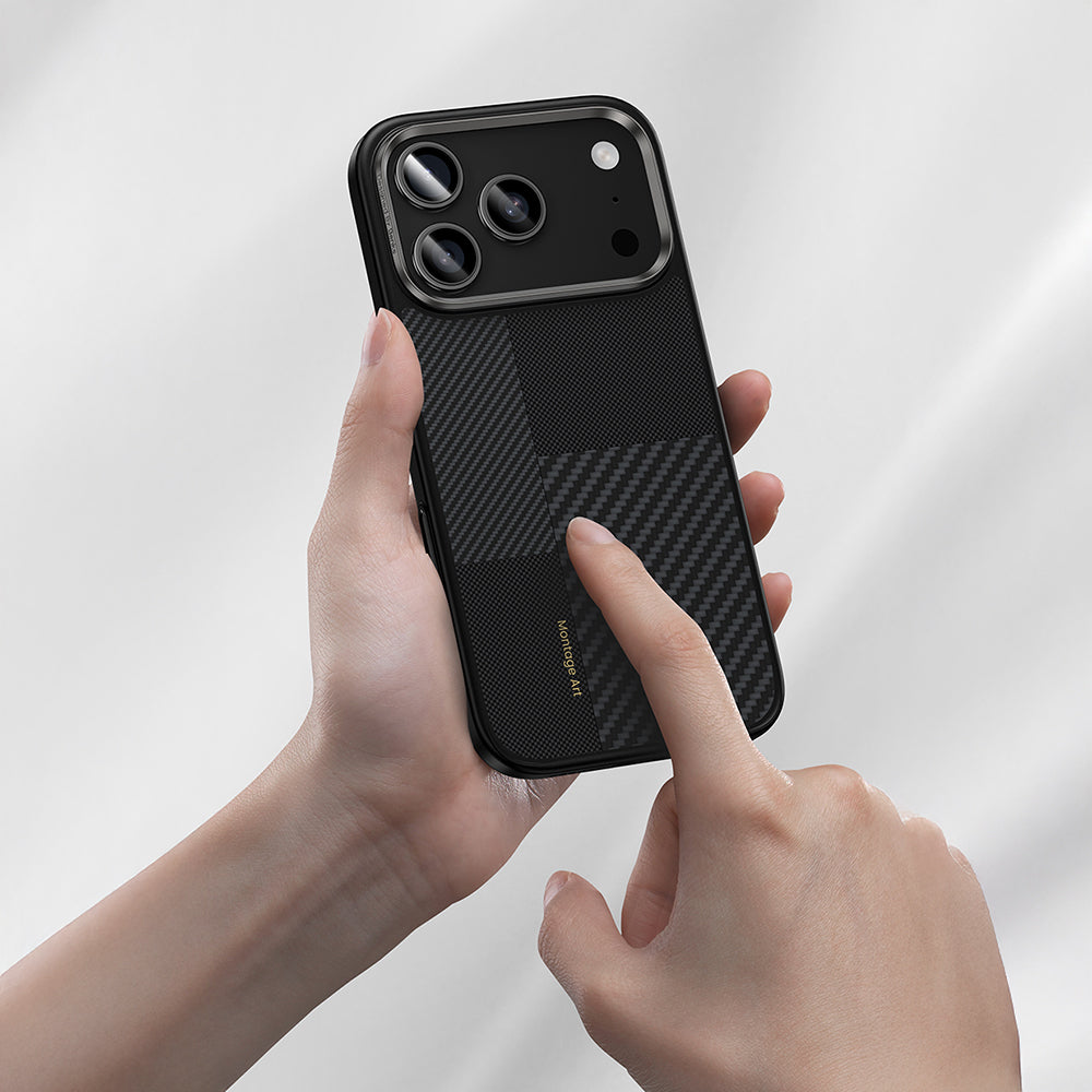 iPhone 17 Pro Max Kılıf M-safe Şarj Özellikli Karbon Fiber Benks Montage Hybrid ArmorPro Kevlar Kapak