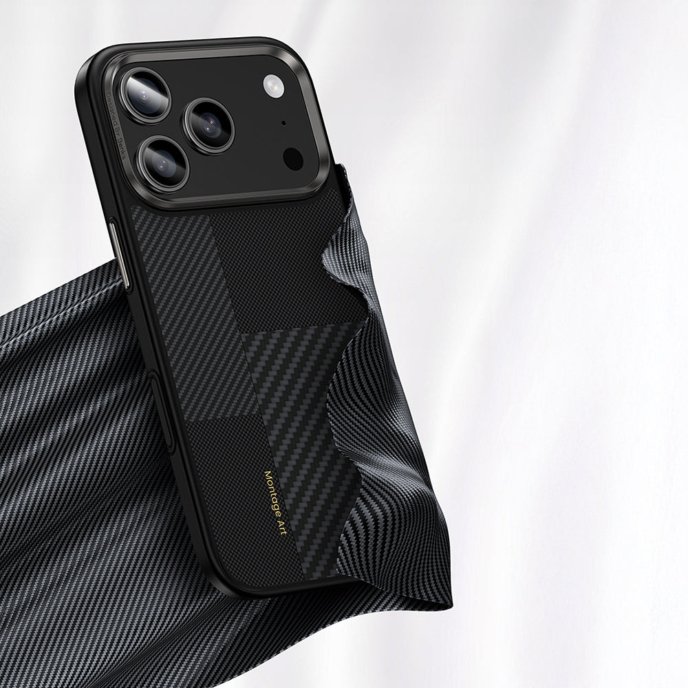 iPhone 17 Pro Max Kılıf M-safe Şarj Özellikli Karbon Fiber Benks Montage Hybrid ArmorPro Kevlar Kapak