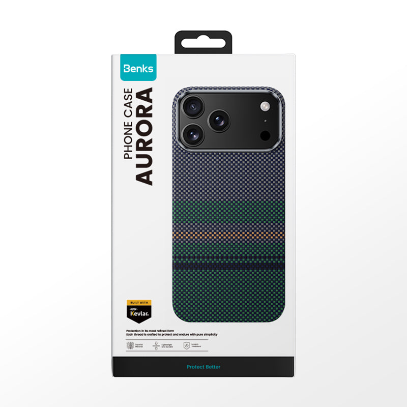 iPhone 17 Pro Max Kılıf M-safe Şarj Özellikli Karbon Fiber Tasarımlı Benks Aurora ArmorAir Kevlar Kapak
