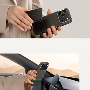 iPhone 17 Pro Max Kılıf M-safe Şarj Özellikli Karbon Fiber Tasarımlı Benks Prestige ArmorPro Kevlar Kapak
