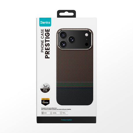 iPhone 17 Pro Max Kılıf M-safe Şarj Özellikli Karbon Fiber Tasarımlı Benks Prestige ArmorPro Kevlar Kapak