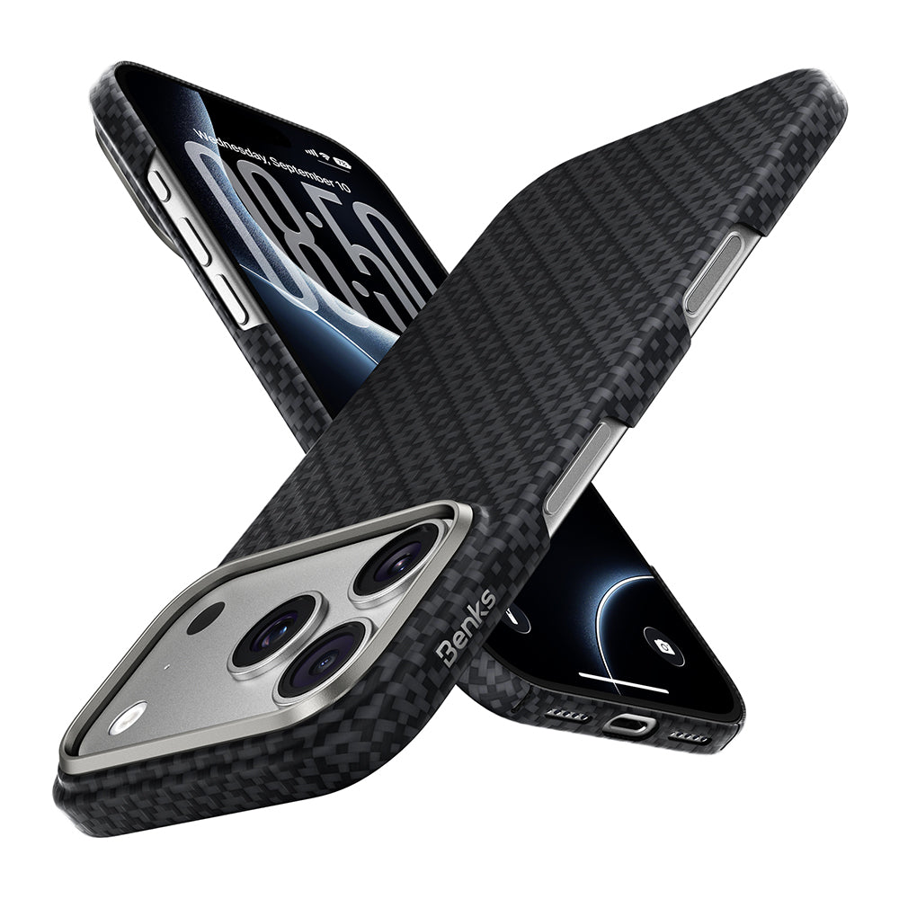 Apple iPhone 18 Pro Max Kılıf M-Safe Şarj Özellikli Benks ArmorAir ArmorGrid Serisi Yükseltilmiş Kamera Çerçevesi C1 Kevlar Karbon Kapak