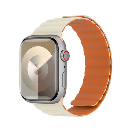 Apple Watch 7 8 9 10 - 44 45 46 49 mm uyumlu Benks Magnetik Tak Çıkar Silikon Çift Renkli Mıknatıslı Strap Kayış