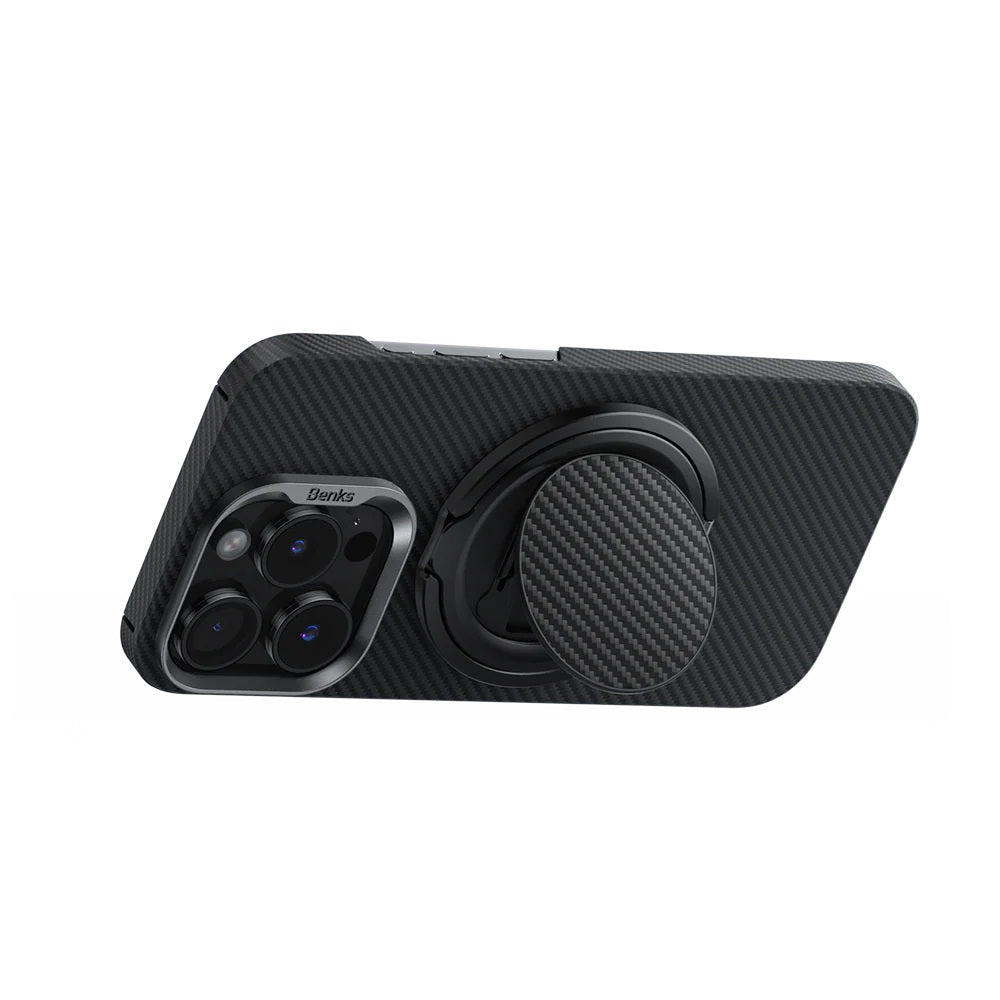 Benks MagClap Magnetik 360 Derece Dönebilen Hybrid Karbon Fiber Desenli Parmak Ring Stand