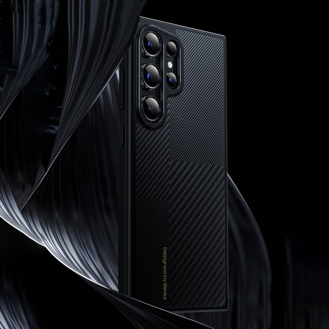 Galaxy S24 Ultra Kılıf Magsafe Şarj Özellikli Karbon Fiber Benks Montage ArmorPro Kevlar Kapak