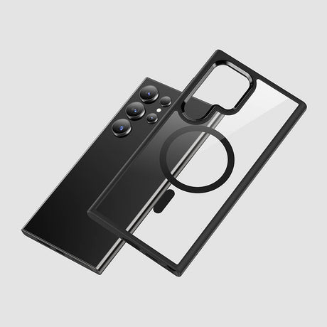 Galaxy S24 Ultra Kılıf Magsafe Şarj Özellikli Şeffaf Arka Yüzey Benks MagClap TPU Çerçeve Kapak