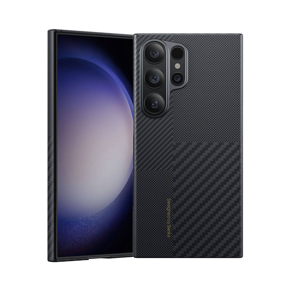 Galaxy S24 Ultra Magsafe Şarj Özellikli Karbon Fiber Benks Montage ArmorAir Kevlar Kapak
