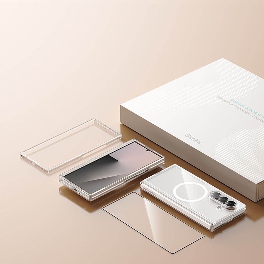Galaxy Z Fold 7 Benks Crystal Grand Combo Üçlü Aksesuar Seti (Ön & Arka Şeffaf Kapak + Ekran Koruyucu)