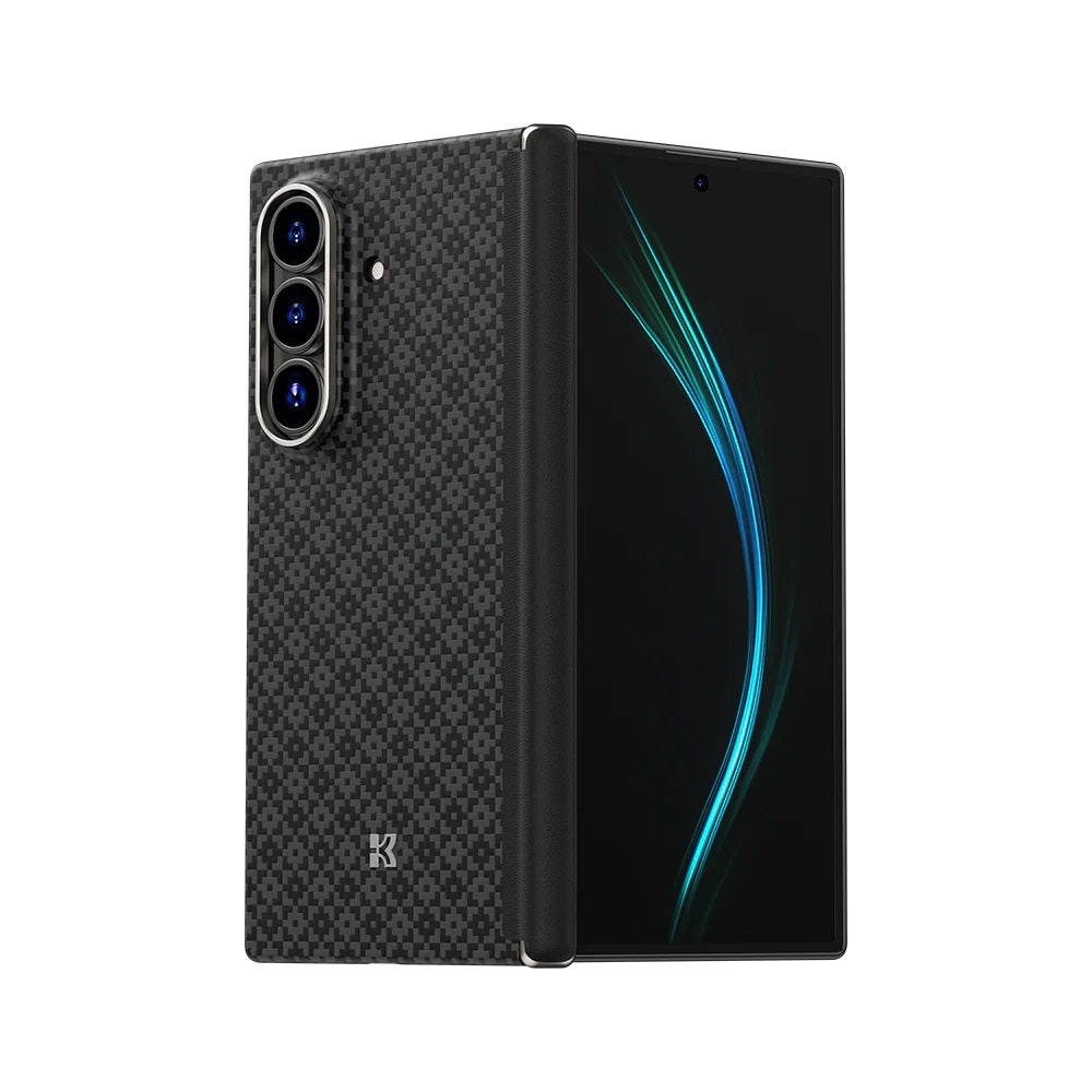 Galaxy Z Fold 7 Kılıf M-Safe Şarj Özellikli Karbon Fiber Benks ArmorAir ArmorGrid Serisi Kevlar Arka Kapak