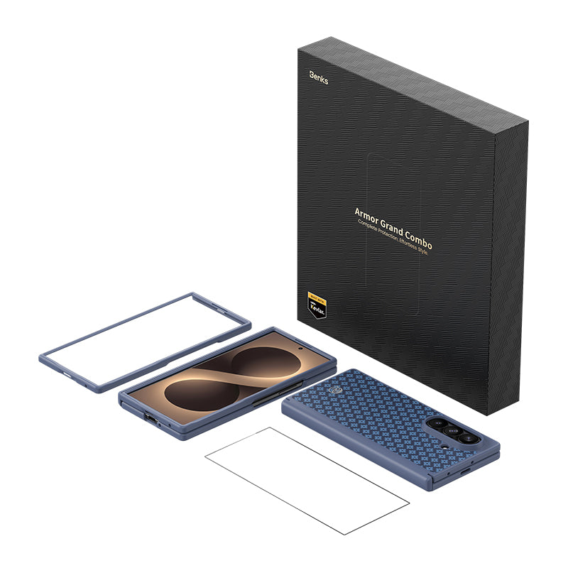 Galaxy Z Fold 8 Ultra Benks ArmorPro ArmorGrid Grand Combo Üçlü Aksesuar Seti (Ön Arka Kevlar Karbon Kapak + Ekran Koruyucu)