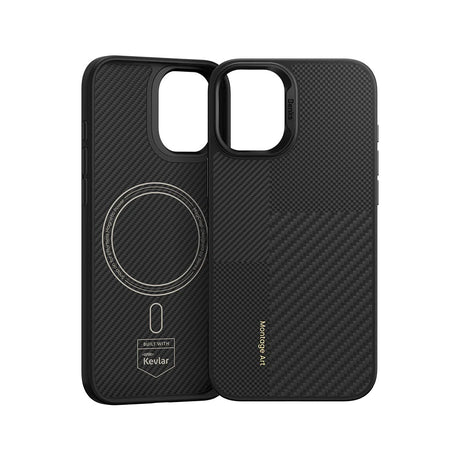 iPhone 16 Plus Kılıf Magsafe Şarj Özellikli Karbon Fiber Benks Montage Hybrid ArmorPro Kevlar Kapak