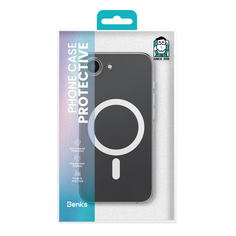 iPhone 16E uyumlu Kılıf M-safe Şarj Özellikli Benks Crystal Serisi Şeffaf Kapak